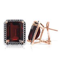 Garnet and Diamond Stud French Clip Halo Earrings 15.0ctw in 9ct Rose Gold