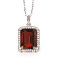 garnet and diamond halo pendant necklace 76ct in 9ct white gold