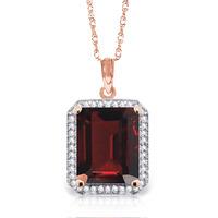 Garnet and Diamond Halo Pendant Necklace 7.6ct in 9ct Rose Gold