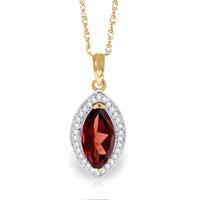 Garnet and Diamond Halo Pendant Necklace 2.0ct in 9ct Gold