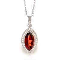 Garnet and Diamond Halo Pendant Necklace 2.0ct in 9ct White Gold