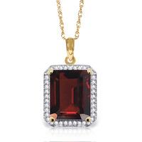 Garnet and Diamond Halo Pendant Necklace 7.6ct in 9ct Gold