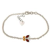 Garnet and Citrine Adjustable Butterfly Bracelet 0.6ctw in 9ct White Gold