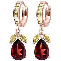 garnet and peridot huggie drop earrings 143ctw in 9ct rose gold