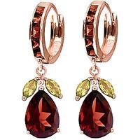 Garnet and Peridot Huggie Drop Earrings 14.3ctw in 9ct Rose Gold