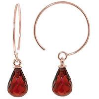 Garnet Eclipse Briolette Circle Wire Earrings 1.35ctw in 9ct Rose Gold