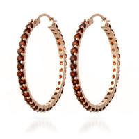 Garnet Metro Hoop Earrings 6.0ctw in 9ct Rose Gold