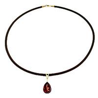 Garnet and Diamond Leather Pendant Necklace 6.0ct in 9ct Gold