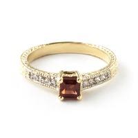 Garnet and Diamond Shoulder Set Ring 0.5ct in 9ct Gold