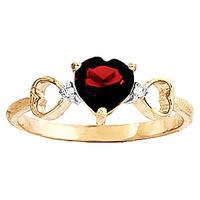 Garnet and Diamond Trinity Ring 0.9ct in 9ct Gold