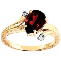 Garnet and Diamond Flank Ring 1.5ct in 9ct Gold