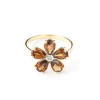 Garnet and Diamond Five Petal Ring 2.2ctw in 9ct Gold