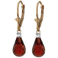 Garnet and Diamond Droplet Earrings 4.5ctw in 9ct Gold