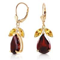 garnet and citrine drop earrings 130ctw in 9ct gold