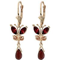 Garnet and Citrine Butterfly Drop Earrings 2.74ctw in 9ct Gold