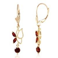 Garnet Butterfly Drop Earrings 0.35ctw in 9ct Gold