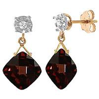 Garnet and Diamond Deflection Stud Earrings 17.5ctw in 9ct Gold