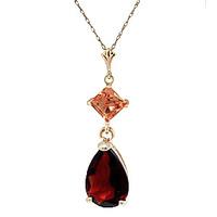 garnet and citrine droplet pendant necklace 20ctw in 9ct gold