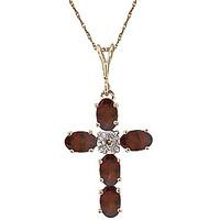 Garnet and Diamond Rio Cross Pendant Necklace 1.73ctw in 9ct Gold