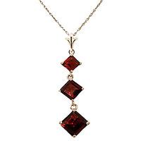 Garnet Three Stone Pendant Necklace 2.4ctw in 9ct Gold