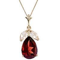 Garnet and White Topaz Pendant Necklace 6.5ctw in 9ct Gold