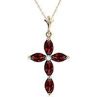 garnet and diamond vatican cross pendant necklace 108ctw in 9ct gold