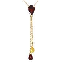 Garnet and Citrine Droplet Pendant Necklace 3.75ctw in 9ct Gold