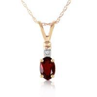 Garnet and Diamond Pendant Necklace 0.45ct in 9ct Gold