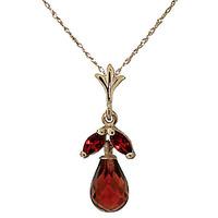 Garnet Snowdrop Briolette Pendant Necklace 1.7ctw in 9ct Gold