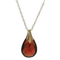 garnet dewdrop briolette pendant necklace 30ct in 9ct gold