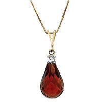 garnet and diamond pendant necklace 225ct in 9ct gold