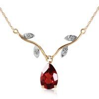 Garnet and Diamond Vine Branch Pendant Necklace 1.5ct in 9ct Gold