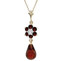 Garnet and Diamond Flower Pendant Necklace 2.75ctw in 9ct Gold