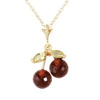 Garnet and Peridot Cherry Drop Pendant Necklace 1.45ctw in 9ct Gold