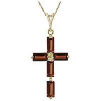 Garnet Cross Pendant Necklace 1.15ctw in 9ct Gold