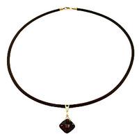 garnet and diamond leather pendant necklace 875ct in 9ct gold