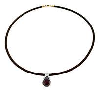 Garnet Snowcap Leather Pendant Necklace 6.0ct in 9ct Gold