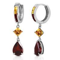 Garnet and Citrine Huggie Earrings 4.9ctw in 9ct White Gold