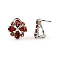 garnet sunflower stud earrings 485ctw in 9ct white gold