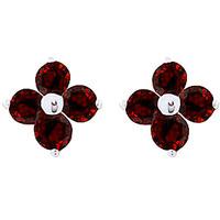 Garnet Clover Stud Earrings 1.15ctw in 9ct White Gold