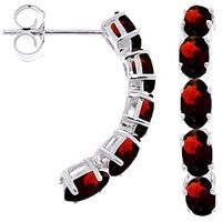 Garnet Linear Stud Earrings 2.5ctw in 9ct White Gold