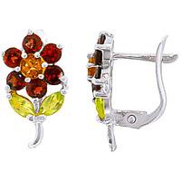 Garnet, Citrine and Peridot Flower Petal Stud Earrings 2.12ctw in 9ct White Gold