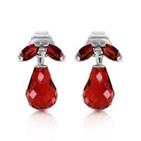 Garnet Snowdrop Briolette Stud Earrings 3.4ctw in 9ct White Gold