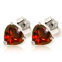 Garnet Heart Stud Earrings 3.25ctw in 9ct White Gold