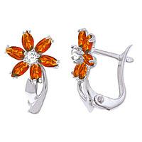 Garnet and Diamond Flower Petal Stud Earrings 1.0ctw in 9ct White Gold