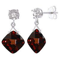 Garnet and Diamond Deflection Stud Earrings 17.5ctw in 9ct White Gold