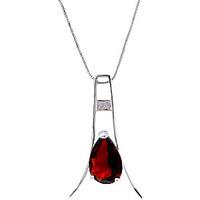 Garnet Eiffel Pendant Necklace 1.5ct in 9ct White Gold