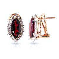 Garnet and Diamond French Clip Halo Earrings 4.0ctw in 9ct Rose Gold