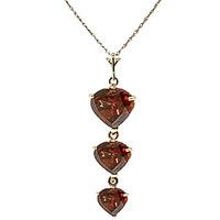 Garnet Triple Heart Pendant Necklace 3.03ctw in 9ct Gold