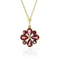 Garnet Sunflower Pendant Necklace 2.43ctw in 9ct Gold